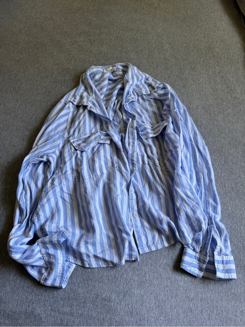 beachlunchlounge Light Blue & White Striped Casual Button-Down Shirt